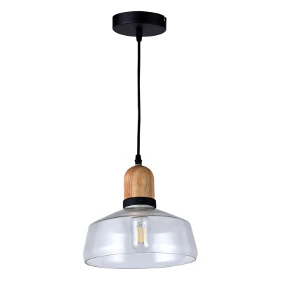 PDC 117  1/Φ ΔΙΑΦΑΝΟ ΓΥΑΛΙ ΚΑΜΠΑΝΑ ΜΕ ΞΥΛΟ ΛΕΠΤΟΜΕΡΕΙΑ Ε 27