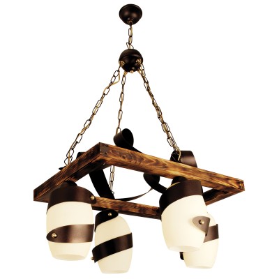 PDA 135-4 WH 4/Φ ΞΥΛΙΝΟ ΠΑΡΑΛ/ΜΟ ΛΕΥΚΟ ΓΥΑΛΙ 4ΧΕ27