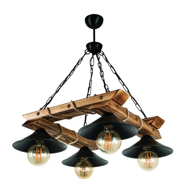 PDT 2060-4 ΤΕΤΡΑΓΩΝΗ ΞΥΛΙΝΗ ΒΑΣΗ ΜΕ ΚΑΜΠΑΝΑ ΚΑΠΕΛΑ 4xΕ-27