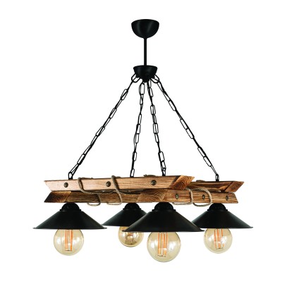 PDT 2060-4 ΤΕΤΡΑΓΩΝΗ ΞΥΛΙΝΗ ΒΑΣΗ ΜΕ ΚΑΜΠΑΝΑ ΚΑΠΕΛΑ 4xΕ-27