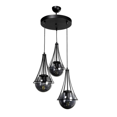 PDT 1251-3 BK  3/Φ ΚΑΛΑΘΙ ΜΕΤΑΛΛΙΚΟ ΜΕ ΓΛΟΜΠΟ ΓΥΑΛΙ 3ΧΕ27