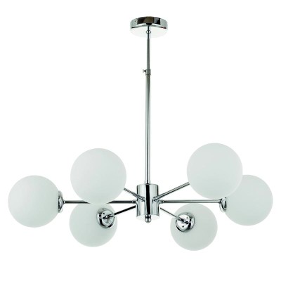 InLight Κρεμαστό φωτιστικό από χρώμιο μέταλλο και λευκή οπαλίνα 6XG9 D:55cm (5321-6)