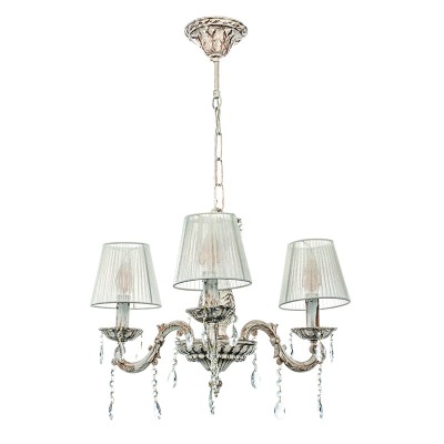 InLight Κρεμαστό φωτιστικό από μέταλλο σε μπεζ πατίνα και κρύσταλλα 3XE14 D:55cm (5304-3)