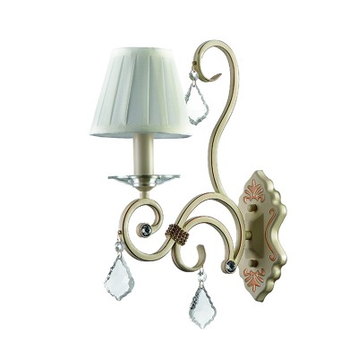 InLight Επιτοίχιο φωτιστικό από μπεζ μέταλλο κρύσταλλα και υφασμάτινο καπέλο 1XE14 D:25cm (43308-1)