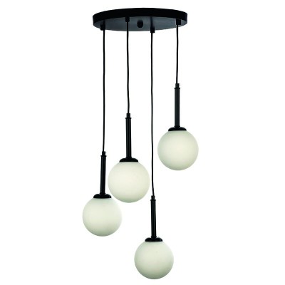 InLight Κρεμαστό φωτιστικό από μαύρο μέταλλο και λευκή οπαλίνα 4XG9 D:30cm (4514-4 ΡΟΖΕΤΑ)