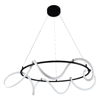 InLight Κρεμαστό φωτιστικό LED 80W 3000K από μαύρο μέταλλο και σωλήνα σιλικόνης D:80cm (6016-Α)