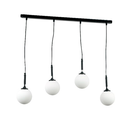 InLight Κρεμαστό φωτιστικό από μαύρο μέταλλο και λευκή οπαλίνα 4XG9 D:80cm (4514-4 ΡΑΓΑ)