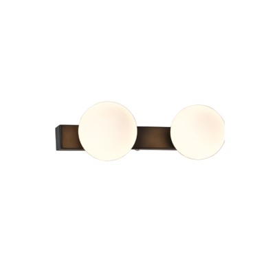 InLight Επιτοίχιο φωτιστικό από μαύρο μέταλλο και λευκή οπαλίνα 2XG9 D:40cm (43422-2)