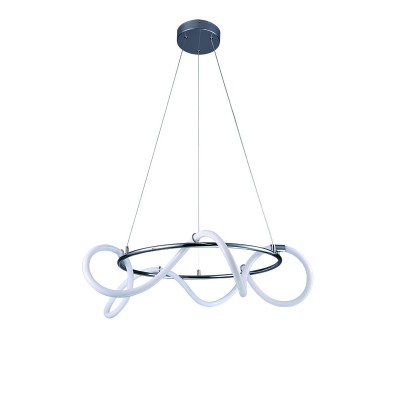 InLight Κρεμαστό φωτιστικό LED 80W 3000K από χρώμιο μέταλλο και σωλήνα σιλικόνης D:80cm (6017-A-CH)