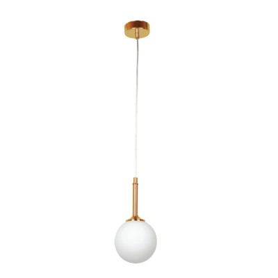 InLight Κρεμαστό φωτιστικό από χρυσαφί μέταλλο και λευκή οπαλίνα 1XG9 D:13cm (4016-1)