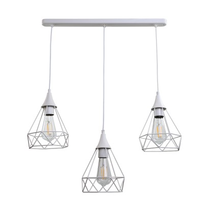 InLight Κρεμαστό φωτιστικό από λευκό μέταλλο 3XE27 D:60cm (4024-3-WH-RAIL)