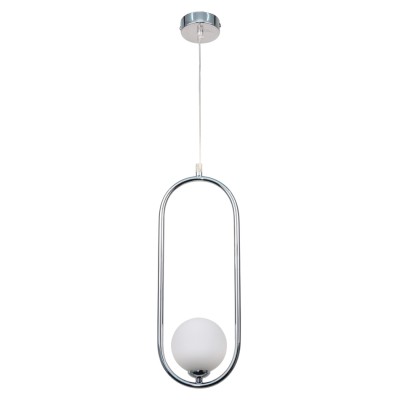 InLight Κρεμαστό φωτιστικό σε χρώμιο απόχρωση και λευκή οπαλίνα 1XG9 D:40cm (4022-CH)