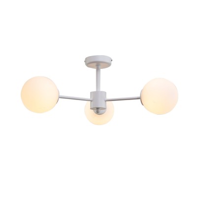 InLight Κρεμαστό φωτιστικό από λευκό μέταλλο και λευκή οπαλίνα 3XG9 D:50cm (5013-3)