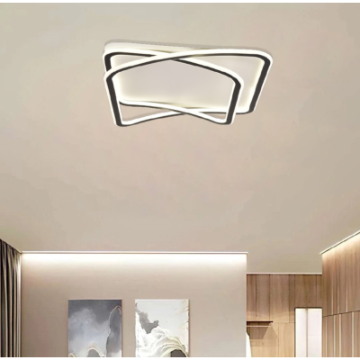 Inlight Πλαφονιέρα οροφής LED 80W 8800LM 3CCT από μαύρo μέταλλο και λευκό ακρυ΄λικό D:50x50cm (42038-Black/white)