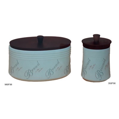 Ψωμιέρα κεραμική με ξύλινο καπάκι