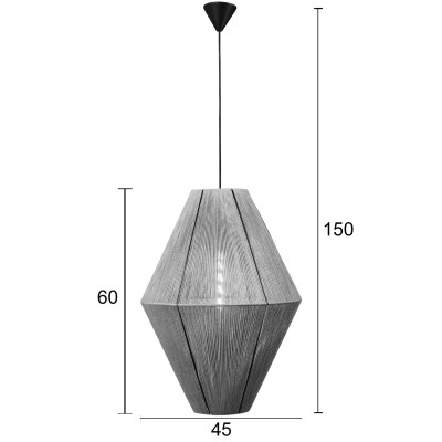Φωτιστικό μονόφωτο σχοινί natural Ε27 Φ45