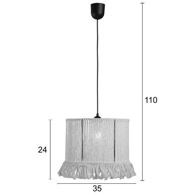 Φωτιστικό μονόφωτο BOHO σχοινί εκρού Ε27 Φ35