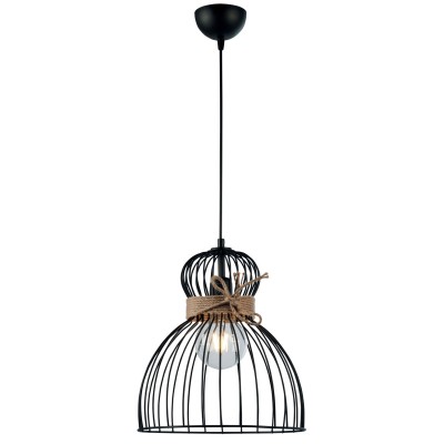 Φωτιστικό μονόφωτο μέταλλο μαύρο/σχοινί Ε27 Φ30