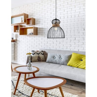 Φωτιστικό μονόφωτο μέταλλο μαύρο/σχοινί Ε27 Φ30