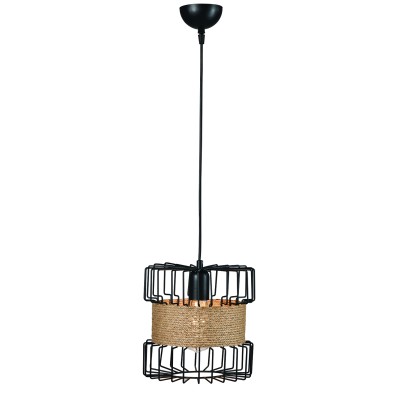 Φωτιστικό μονόφωτο μέταλλο μαύρο/σχοινί Ε27 Φ28