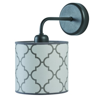 Απλίκα μέταλλο/Αμπαζούρ λευκό/γκρί Ε27 Φ15