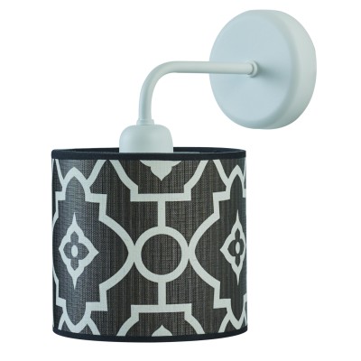 Απλίκα μέταλλο/Αμπαζούρ γκρι/λευκό Ε27 Φ15