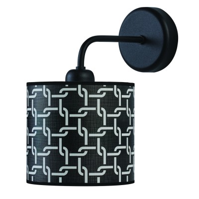 Απλίκα μέταλλο/Αμπαζούρ μαύρο/λευκό Ε27 Φ15