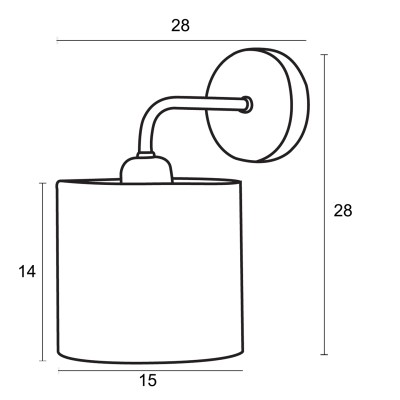 Απλίκα μέταλλο/Αμπαζούρ μαύρο/λευκό Ε27 Φ15