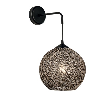 Απλίκα μπάλα σχοινί natural/μαύρο Φ20 Ε27