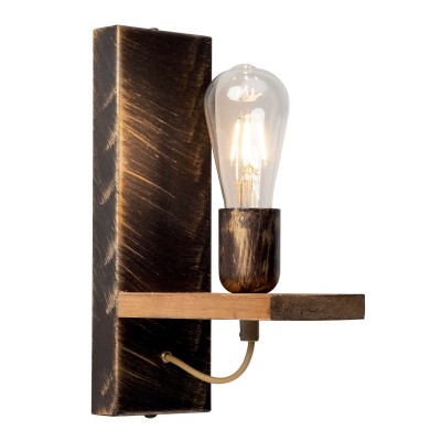 Απλίκα Ξύλο/Μέταλλο σκουριά/πατίνα χρυσή Ε27