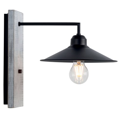 Απλίκα Ξύλο/Μέταλλο μαύρο Ε27