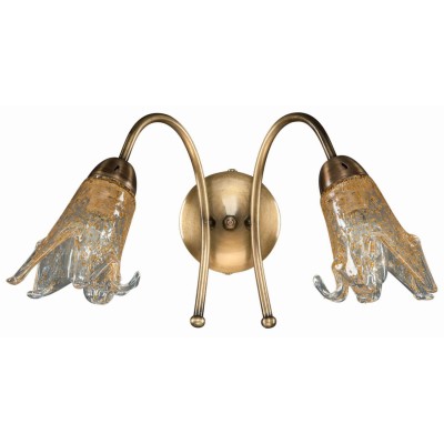 Απλίκα Μέταλλο μπρονζέ 2χΕ14 δίφωτη με γυαλί