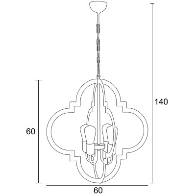 Φωτιστικό Πολύφωτο 4φ μέταλλο μαύρο/χρυσό Ε27