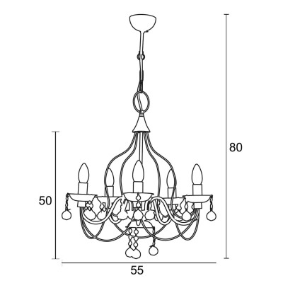 Φωτιστικό Πολύφωτο 5φ Μέταλλο μαύρο Ε14