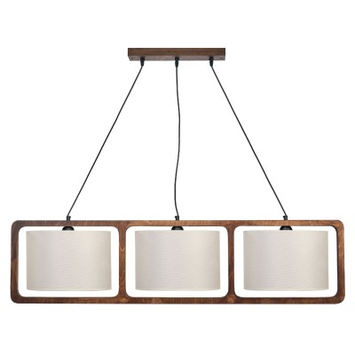 Φωτιστικό Πολύφωτο 3φ Ξύλο/Αμπαζούρ μπεζ Ε27