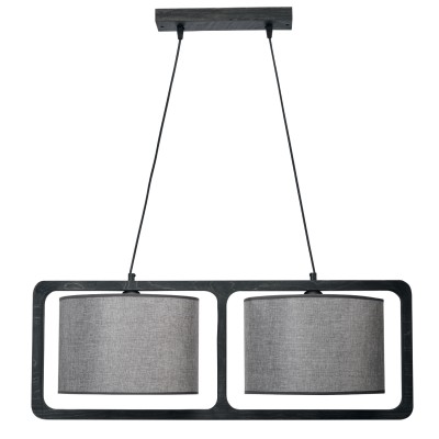 Φωτιστικό Πολύφωτο 2φ Ξύλο/Αμπαζούρ γκρι Ε27