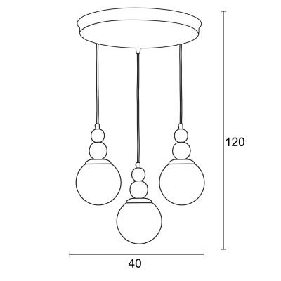 Φωτιστικό Πολύφωτο 3φ Μέταλλο/Γυαλί Ε27