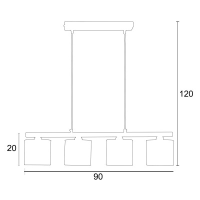 Φωτιστικό Πολύφωτο 4φ Μέταλλο/Αμπαζούρ γκρί Ε27