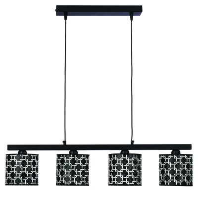 Φωτιστικό Πολύφωτο 4φ Μέταλλο/Αμπαζούρ μαύρο Ε27