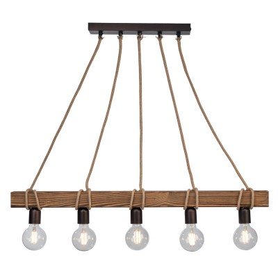 Φωτιστικό Πολύφωτο 5φ Ξύλο/Σχοινί Ε27