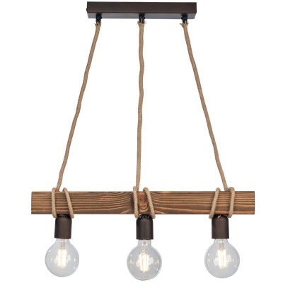 Φωτιστικό Πολύφωτο 3φ Ξύλο/Σχοινί Ε27