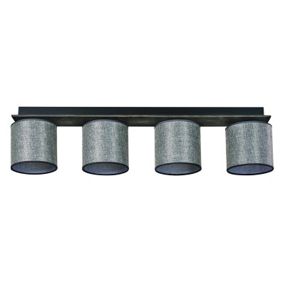 Φωτιστικό Οροφής 4φ Ξύλο/Αμπαζούρ γκρι Ε27