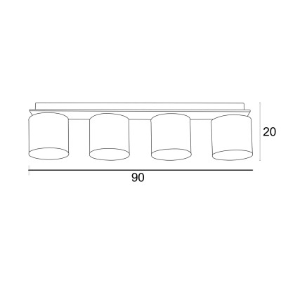 Φωτιστικό Οροφής 4φ Ξύλο/Αμπαζούρ γκρι Ε27