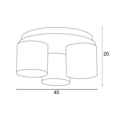 Φωτιστικό Οροφής 3φ Ξύλο/Αμπαζούρ γκρι Ε27