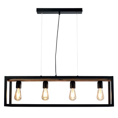 Φωτιστικό Πολύφωτο 4φ Μέταλλο μαύρο/Ξύλο Ε27