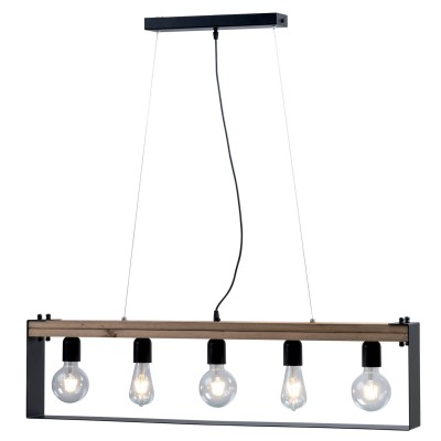 Φωτιστικό Πολύφωτο 5φ Ξύλο/Μέταλλο μαύρο Ε27