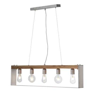 Φωτιστικό Πολύφωτο 5φ Ξύλο/Μέταλλο λευκό/Πατίνα ασημί Ε27