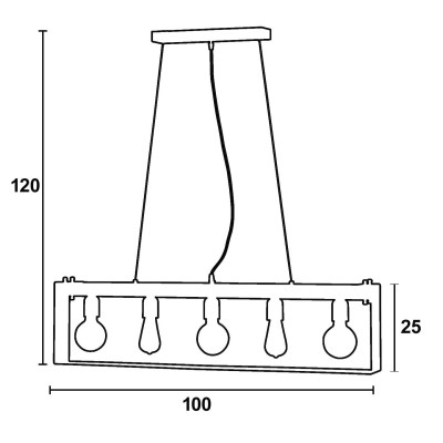 Φωτιστικό Πολύφωτο 5φ Ξύλο/Μέταλλο λευκό/Πατίνα ασημί Ε27