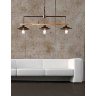 Φωτιστικό Πολύφωτο 3φ Ξύλο/Μέταλλο σκουριά Ε27