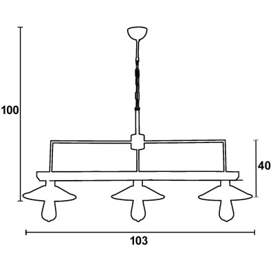 Φωτιστικό Πολύφωτο 3φ Ξύλο/Μέταλλο σκουριά Ε27